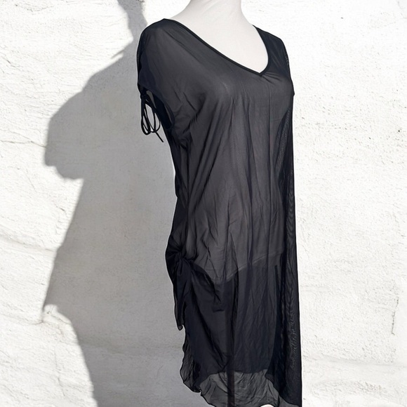 Vintage black Sheer Swim Cover-Up/lingerie slip L whimsigoth grunge goth - Picture 1 of 7